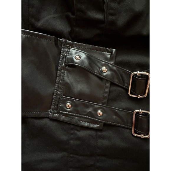 Vintage Y2k Tripp NYC Black Faux Leather Buckles Stud Stretch Cotton Corset Sz 0 - Picture 5 of 16